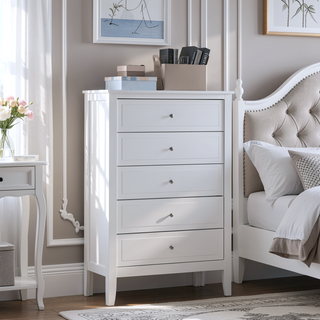 Sunvega Fully Assembled 6 Drawer Dresser with French Dovetail Wood Veneer Finish