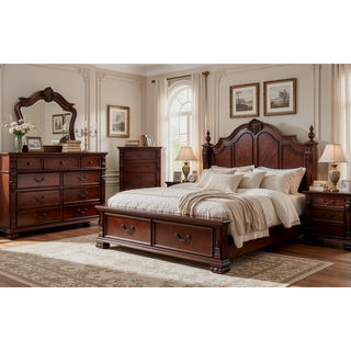 Sunvega Cherry Wood Night Stand with Two Smooth Ball Bearing Drawers
