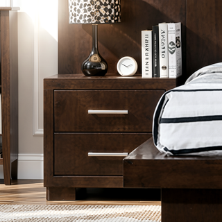 Sunvega Wooden Nightstand with Two Drawers in Rich Cappuccino Finish