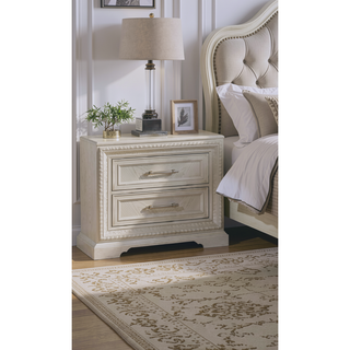 Sunvega Transitional Style White Cream Finish Nightstand with Two Storage Drawers