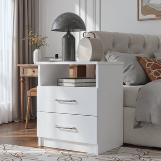 Sunvega Nightstand with Two Drawers and One Open Shelf for Bedroom Storage
