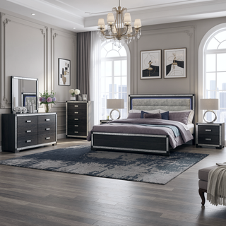 Sunvega White Nightstand with Integrated Speaker Cooler Insert and Glitter Detailing