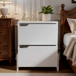 Sunvega Luss Nightstand with Two Spacious Drawers and Sleek Modern Design
