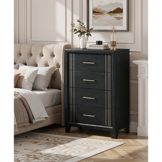 Sunvega Contemporary White Beige Finish Wooden Nightstand with Two Drawers