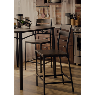 Sunvega Industrial Style Antique Brown 5pc Counter Height Dining Set Table And 4 Chairs