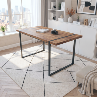 Sunvega Modern Industrial Rectangular MDF Dining Table for 4-6 People