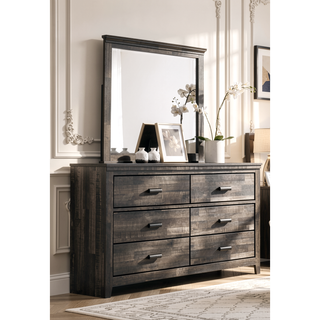 Sunvega Contemporary Brown Mix Finish Nightstand with Two Storage Drawers and Black Metal Pull