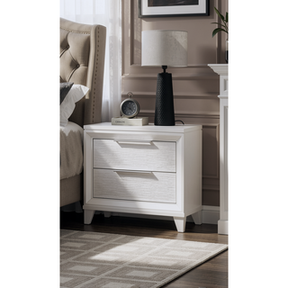 Sunvega Modern White Textured Finish Nightstand with Two Storage Drawers