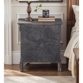 Sunvega Dark Grey 2-Drawer Nightstand with Elegant Metal Hardware and Ample Storage