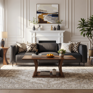 Sunvega Mid-Century Modern Dining Table with Curved Silhouette for 6