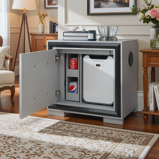 Sunvega Sleek Silver Finish Nightstand With Integrated Speaker and Cooler