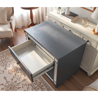 Sunvega Glam Style 2 Drawer Nightstand with Mirror Plating and Tapered Legs