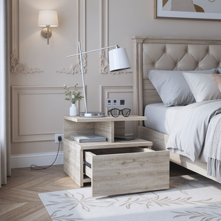 Sunvega Floating Nightstand with Drawer in Black Wengue Finish for Wall Assembly