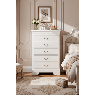 Sunvega Traditional Style Bedroom Chest with Carved Bases and Curved Mouldings