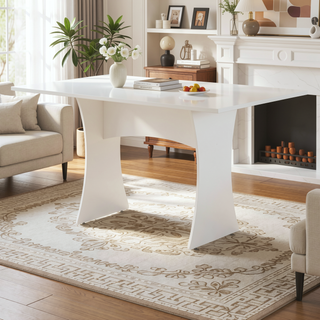 Sunvega Mid-Century Modern Dining Table with Curved Silhouette for 6