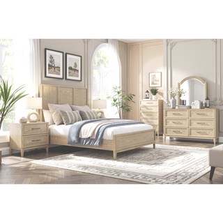 Sunvega Light Brown Finish Contemporary Style 2-Drawer Bedside Table with Ball Bearing Glides