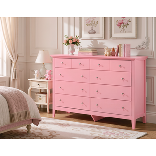 Sunvega Bright Pink Dresser with Spacious Drawers for Easy Organization