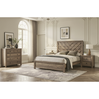 Sunvega Contemporary Light Brown Wood Nightstand with Two Storage Drawers