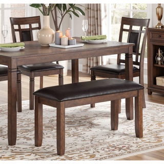Sunvega Cherry Finish Dining Table Set with 4 Chairs and Bench
