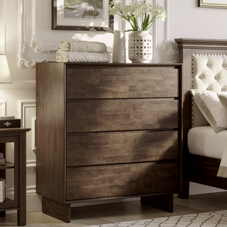 Sunvega Compact Four-Drawer Chest with Felt-Lined Drawer and Mitered Trim