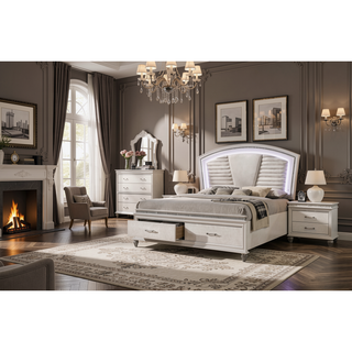 Sunvega Contemporary Nightstand with Felt-lined Drawers and Acrylic Legs in Pearl White