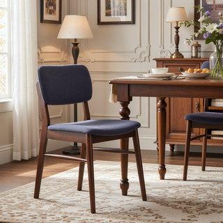 Sunvega Mid-Century Upholstered Dining Chairs with Rubberwood Frame in Walnut and Charcoal