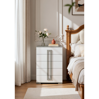 Sunvega Sleek White Finish Tall Chest with Multiple Drawers for Maximum Storage