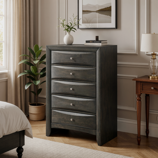 Sunvega Ireland Gray Oak Finish 5-Drawer Chest with English Dovetail Joinery