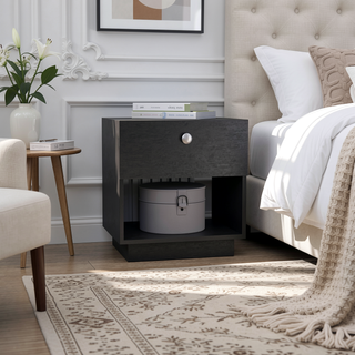 Sunvega White Finish One Drawer Nightstand with Shelf for Bedroom Decor