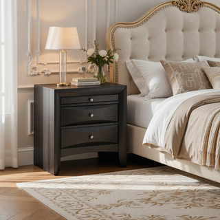 Sunvega Gray Oak Nightstand with Two Spacious Drawers and Tray for Bedroom