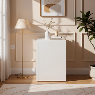 Sunvega White Nightstand with Two Spacious Drawers and Top Tray for Bedroom