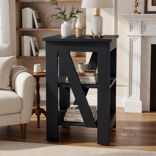 Sunvega 3-Tier Side Table with Open Shelves for Living Room and Bedroom