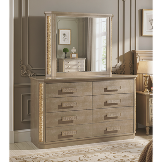 Sunvega Medusa Dresser with Wood Gold Finish and Six Drawers for Bedroom