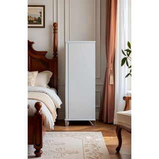 Sunvega Sleek Silver Tone Nightstand with Spacious Drawers and Textured Fronts