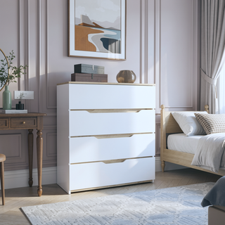 Sunvega Superior Top Four Spacious Drawers Dresser in Black Wengue Light Oak Finish
