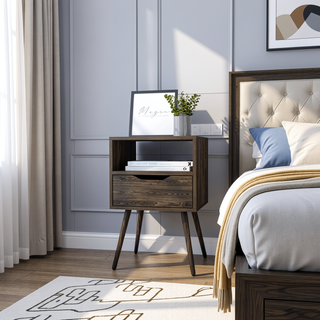 Sunvega Modern Nightstand with Spacious Drawer and Shelf for Bedroom or Living Room