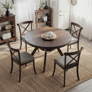 Sunvega Modern Polyester Upholstered Cross Back Dining Chairs Set of 2