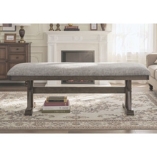 Sunvega Rustic Brown Upholstered Dining Bench with Plush Seating for Dining Room