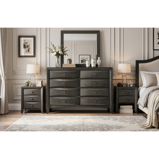 Sunvega Contemporary 2 Drawer Nightstand End Table with Jewelry Tray in Brown Finish