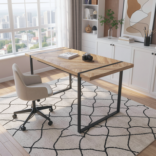 Sunvega Modern Industrial Rectangular MDF Dining Table for 4-6 People