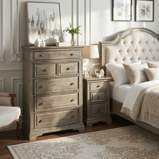 Sunvega Waxed Driftwood Finish Hardwood Vintage Chest with Pewter Hardware