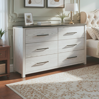 Sunvega Dark Top Finish Nightstand with Spacious Drawers and Block Style Feet