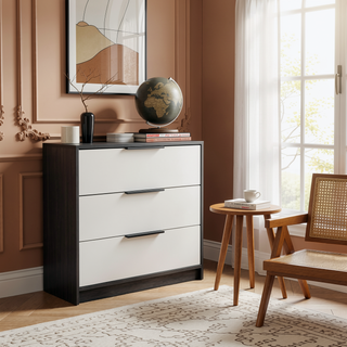 Sunvega Maryland Three Drawer Dresser with Superior Top in Black Wengue Pine Finish