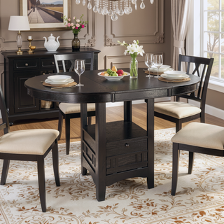 Sunvega Antique White and Rosy Brown Finish Counter Height Dining Table with Extension Leaf