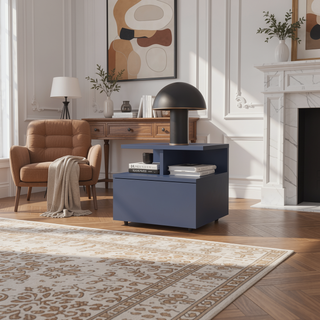 Sunvega Healy Nightstand with Drawer and Three Open Shelves in Alby Blue