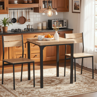 Sunvega 3-Piece Dining Table Set for 2 with Space Saving Chairs for Small Spaces