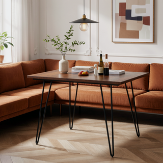 Sunvega Handcrafted Modern Industrial Mango Wood Rectangular Dining Table in Umber Brown