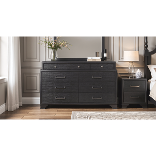 Sunvega Grey Finish Dresser With Three Top and Six Bottom Drawers