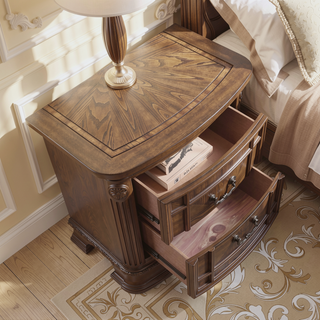 Sunvega Dark Brown Finish Traditional Nightstand with 2 Dovetail Drawers and Cedar Veneer