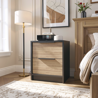 Sunvega Modern 18 Inch High Nightstand with Two Large Storage Drawers
